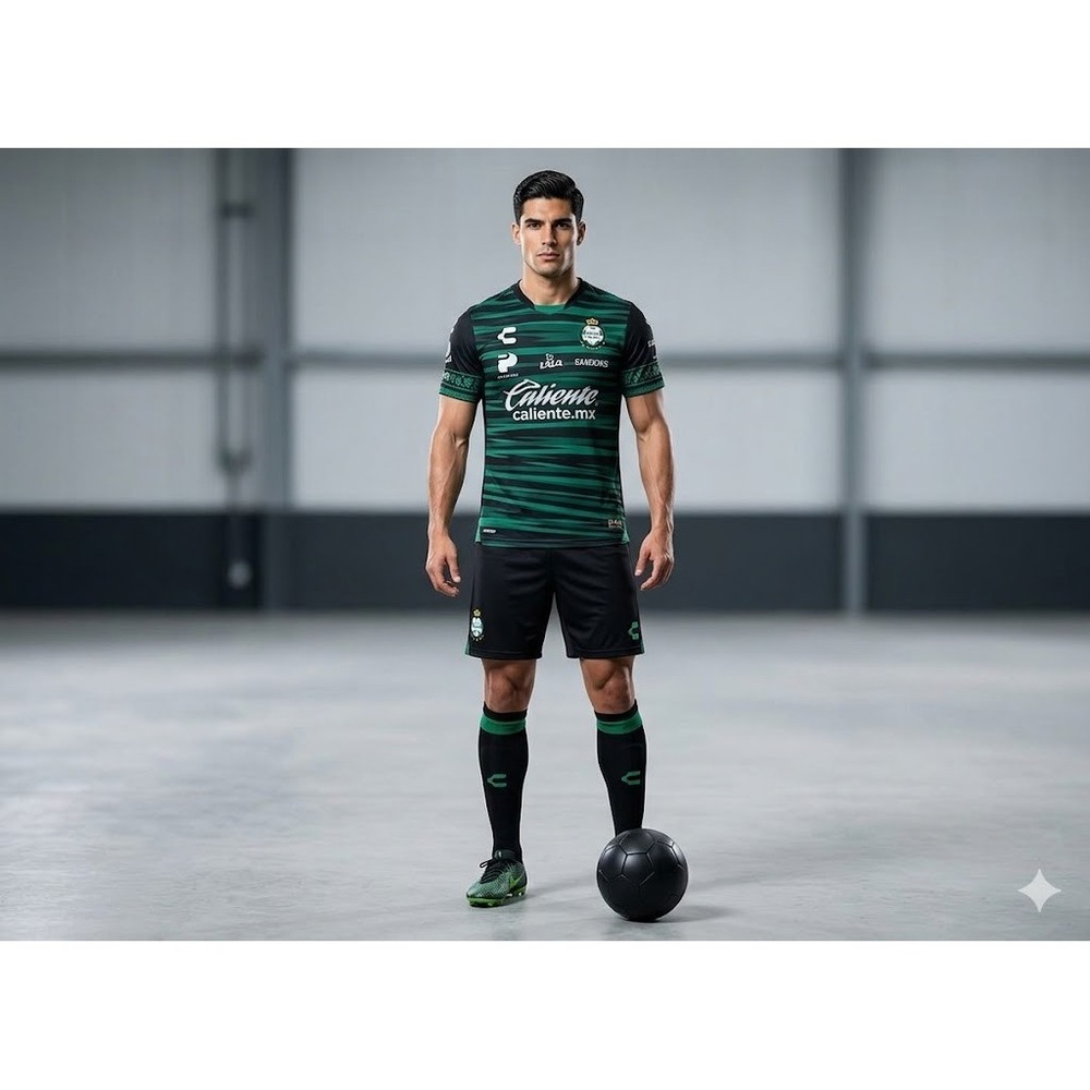 Charly Santos Laguna Jersey Men M Black‎ Green Away Liga MX Soccer Futbol